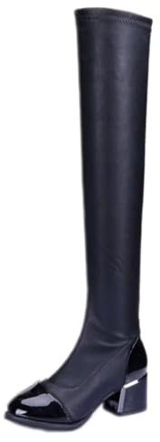 ticticlily Stivali Alti con Tacco con Plateau Donna Overknee Tacchi Alti C1 Nero 35 EU