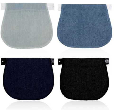 DSLSQD 4 Pieces Maternity Pants Extender Adjustable Pregnancy Pants Extender for Jeans Button Extender No Sewing Instant Waist Extenders Elastic Pant Extenders for Pregnant Women