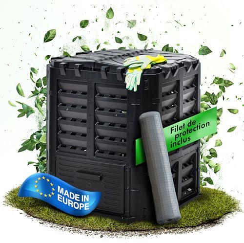 GartenGuru® 300l Premium Thermokomposter Kunststoff - [GERUCHSDÄMMENDER KOMPOSTER Garten] - inkl. Schutznetz - hochwertiger Komposter Schnellkomposter wetterfest - einfache Montage/Robustes Material