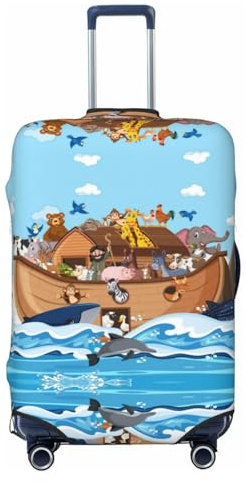 Buewutiry Travel Luggage Cover Protector - Animals On Noah'S Ark Floating Washable Suitcase Covers For 18-32 Inch Luggage, Black, X-Large