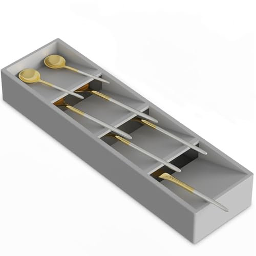 Zhufas Vassoio Porta Posate per Cucina Portaposate da Cassetto Organizzate Posate Cassetti per lo Stoccaggio Portaposate in Plastica per Cucchiai Forchette e Coltelli Organizer per Posate (Grigio)