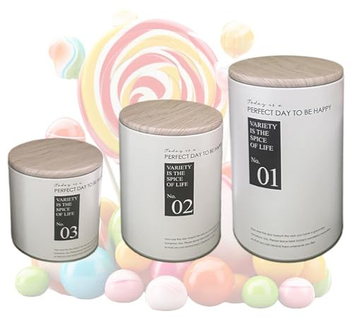 Tarro de metal para caramelos, recipiente para galletas, recipiente de almacenamiento de alimentos, juego de botes de cocina, tarro de grano de café, 4.92 x 3.74 x 3.74 pulgadas, almacenamiento de