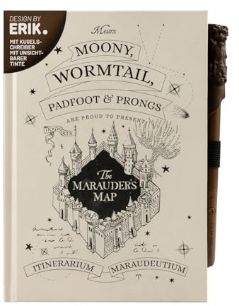 Grupo Erik | Carnet A5 Harry Potter Maraudeur, Idée Cadeau | Couverture à Encre UV, Stylo Encre Invisible | Carnet Secret, Notebook, Journal Intime, Papeterie