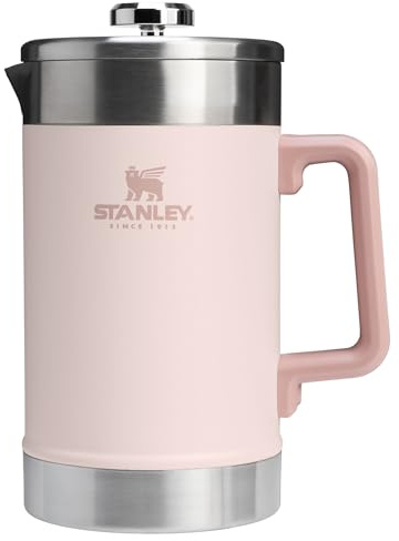 Stanley Caffettiera classica Stay-Hot French Press da 1360,8 g, 5 minuti di infusione, 4 ore di calore, filtro a rete per fondi di caffè, pressa francese isolata in acciaio inox, senza BPA, quarzo