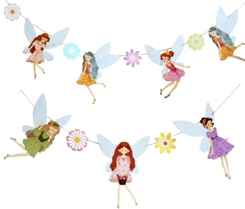 Striscione Decorazione per Feste,Festone Compleanno a Tema Principessa e Fata con Fiori per Decorazioni Appendere,per Party Bambina,Compleanno,Baby Shower Ragazza
