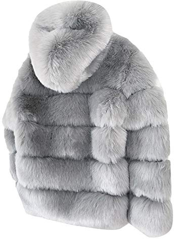 MJGkhiy Cappotto Corto Invernale Donna con Pelliccia Giacca Pile con Cappuccio Curvy Caldo Peluche Giubbotto Elegante Termica Fine Sherpa Cappotti Pelosa Pesante Outerwear Foderato In Pile