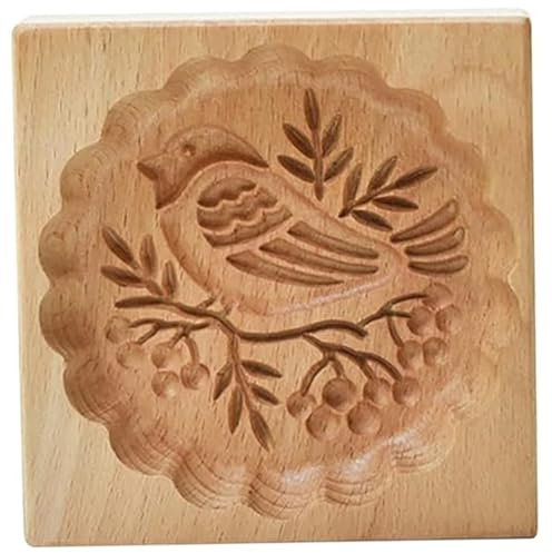 Moldes de galletas de madera, molde de mantequilla tallado en 3D, sellos de galletas antiadherentes de 3, 9 pulgadas, moldes reutilizables para hornear, molde de mantequilla de madera