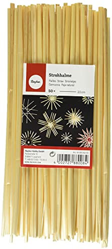 RAYHER - Strohhalme, 22 cm lang, Tüte 50 Halme, ungebleicht