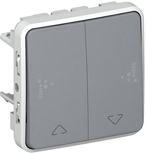 Legrand 069539 Double Poussoir Étanche pour Volets Roulants Plexo Composable IP55, 10A, 250V, Gris