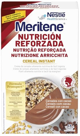 Meritene, Cereales Instantáneos en Polvo para Papilla, Sabor Cacao, Comida Preparada Nutritiva, Para la Alimentacion de Adultos con Disfagia y Dificultades para Masticar, 1 Sobre, 520 gr