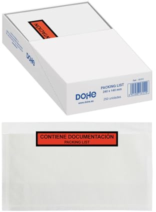 Dohe - Packing List - Sobres de 240x140 mm - 250 unidades - Portadocumentos y autoadhesivos - Material de oficina