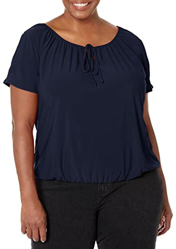 Star Vixen Dam Kort/Slit Ärm Nyckelhål Slips Bonde Topp Bubble Hem Blus