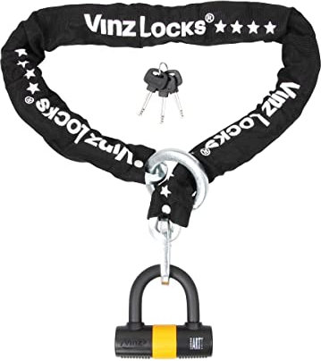 VINZ Trivor Antifurto Moto ø11mm | Catena con Lucchetto | Acciaio Temperato | Con Tre Chiavi | Antifurto Versatile per Moto o Scooter | Disponibile in diverse misure - 150 cm
