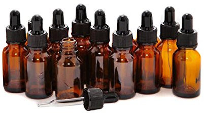 Lot de 12 flacons vides rechargeables en verre ambré 10 ml avec compte-gouttes en verre et bouchons noir