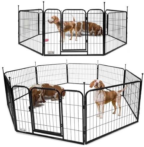 MaxxPet Welpenauslauf - Laufstall Hund - Welpenlaufstall Hundegitter Wohnung - Faltbarer Außen Laufstall - verstellbares Außengehege - 8 Paneele - 80x60 cm