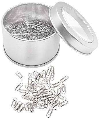 200 Thin Mini Paper Clip Silver Super Cute Tiny Paperclips 3/5 Inch Stainless Steel in Silver Tinplate Paper Clips Holder for Office School Home Desk Organizers (Silver Mini Paper Clips)
