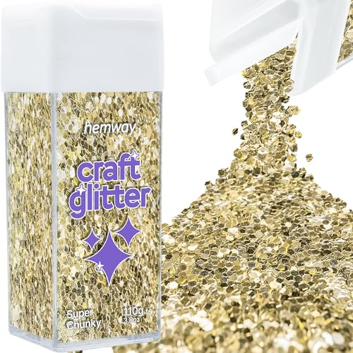 Hemway Craft Glitter Shaker Champagne Gold 110g Super Chunky | for Resin & Epoxy Crafts, Christmas Art Supplies, Nail, Body, Face, Eye, Festival, Crafting, Slime, Sparkle
