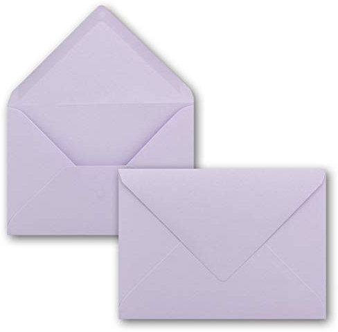 50x kleine Umschläge in Flieder DIN C7 8,1 x 11,4 cm mit Spitzklappe und Nassklebung in 80 g/m² - kleiner blanko Mini-Umschlag