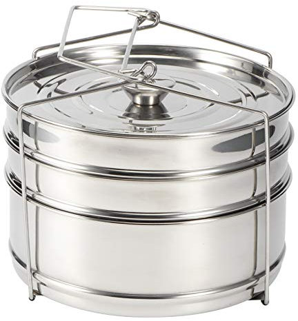 3 Tier Stackable Steamer Insert Pans with Sling - Pot in Pot Cooking, Baking, Lasagna Pans, Pressure Cooker Accessories, Cook 3 Dishes at Once Great for Steaming Rice, Vegetables, Meat