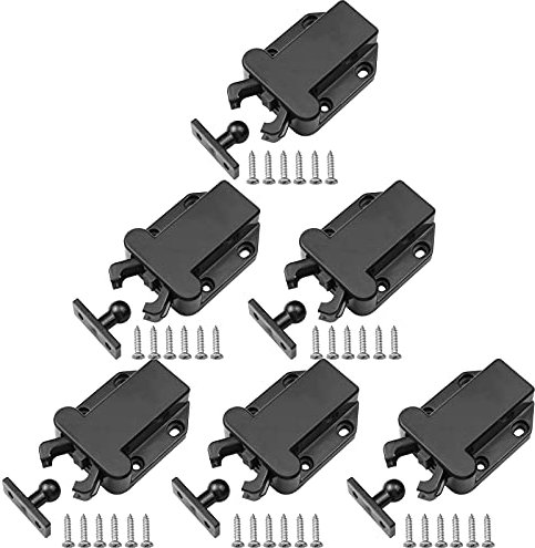 hocadon 6 Stück Druckschnäpper Schnäpper Federschnäpper mit Schrauben, Türriegel mit Touch-Entriegelung für Küche Schranktüren Schränke Zuhause Möbel Halte Verschluss ABS, Schwarz