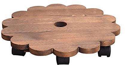Soporte para Plantas con Ruedas, Madera Enrollable, Soporte Madera Resistente para Plantas, Carretilla con Ruedas giratorias 360°, para Plantas Grandes en Exteriores/Interiores, macetera/Patio
