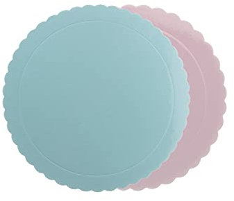 dekora - Runde Kuchenunterlage aus Karton mit gewelltem Rand - Perfekt für Kuchen, Cupcakes und Desserts bei Partys und Veranstaltungen - 2 Farben: Blau und Rosa - Durchmesser 30 cm