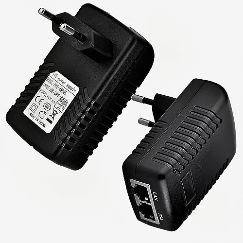 Inyector PoE 15V 1A Inyector PoE Adaptador 15W RJ45 Doble Puerto de Red Inyector PoE Adaptador Fuente de alimentación Adaptador Ethernet Enchufe UE (15V 1A)