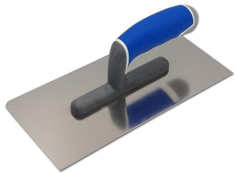 DEWEPRO® Platoir - Truelle de Lissage 270x130mm avec Lame en Acier Inoxydable - Manche de Haute Qualité à 3 Composants - Coins Arrondis