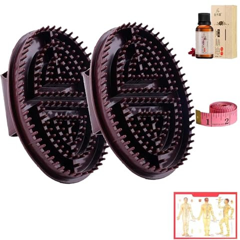 Meridiano professionale personalizzato per salone di bellezza, spazzola per massaggi Meridian, spazzola per massaggio, testa a pettine meridiano, spazzola portatile per massaggi (2 pezzi, marrone)