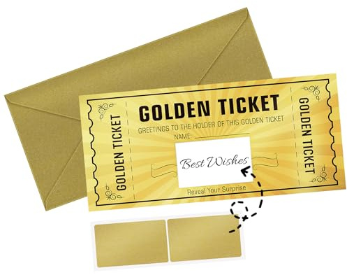 WenmthG Golden Ticket Gift Personalised Holiday Scratch Card Reveal, Birthday Surprise Scratch Card Gift Reveal Golden Ticket 1 PCS