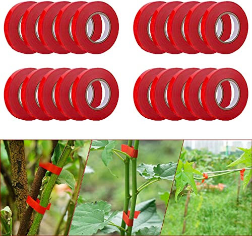 20 Rollen Gemüseband,Pflanze Zweig Handbinden Bindemaschine Blume Gemüsegarten Rotes Bindeband für Weinbau Gurken Obst Gemüse, Landwirtschaft Garten Bindemaschine Bandzange Tapetool