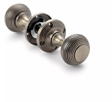 AB Hardware Matt Antique Brass Beehive Sprung Mortice Solid Door Knobs Knob Pair Quality Internal Doors