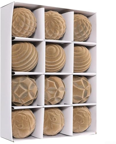 12 Stück Dekorative Weihnachtskugeln, hängende Dekorationen für Weihnachtsbaum, Samtkugeln, für Zuhause, Büro, Party, Feiertag, Dekoration (Braun)