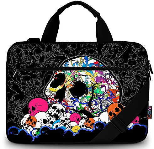 icolor 13 15 tums laptopväska skyddsfodral med axelrem, 15,6 canvas laptop väska surfplattehållare anteckningsbok väska handväska budbärare portfölj, Skalle, 12.6~13.3 Zoll