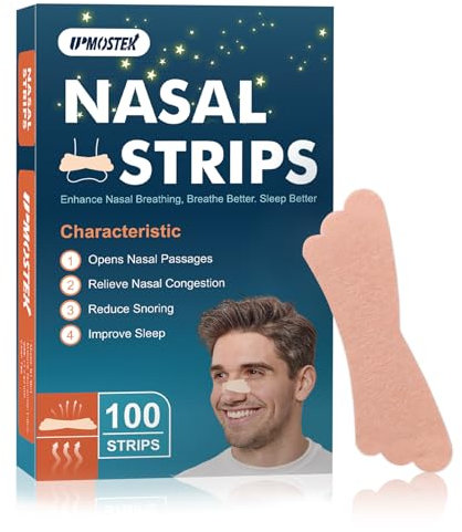100pcs Nasenpflaster Schnarchen, Nasenstrips Besser Atmen, Nose Strips Anti Schnarch für Sport und Schlaf, Lindert Verstopfte Nase und Allergien (Hautfarben, Größe L)