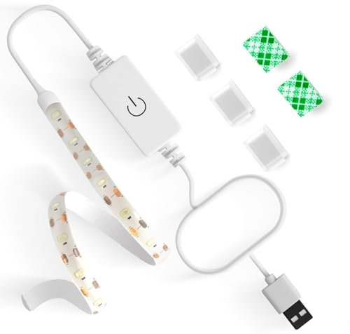 Aurevita Tira de luz para máquina de coser, tira LED de 0,3 m, cable de alimentación de 1,7 m, 5 V, kit de tira de iluminación USB, blanco frío con regulador táctil, interior