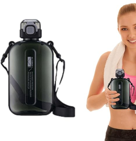 Bottiglia Di Acqua Quadrata, Bottiglie D'acqua Antiperdite Con Tracolla Bottiglia Trasparente Da 750ml Con Coperchio Di Sicurezza, Bottiglia Di Bevanda Piatto Portatile Di Grande Capacità Per Viaggi,
