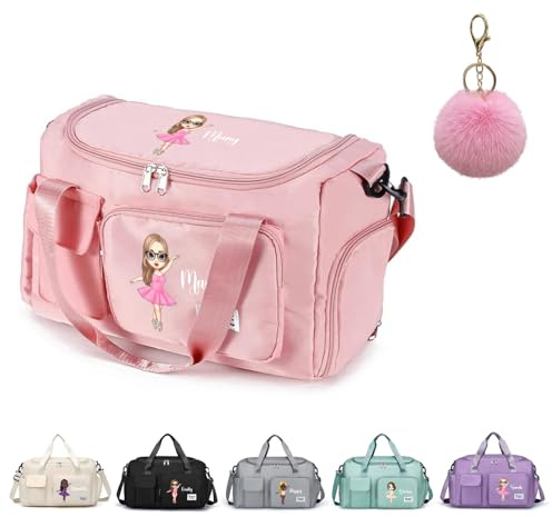 Sac de sport personnalisé avec compartiment à chaussures, grand sac de sport avec nom, sac de sport, sac de week-end, cadeaux pour enfants, filles, femmes, ballerine, multicolore, L, Mode