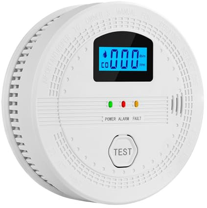 Lancoon 2 in 1 Rauch- und Kohlenmonoxiddetektor Batteriebetrieben mit LCD-Anzeige Photoelektrischer Sensor Zuhause CO & Rauchmelder Combo Test/Stummschalttaste