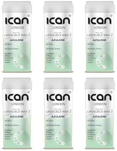 Ican London Azulene - Cartuccia di cera liposolubile roll-on, 100 ml, confezione da 6