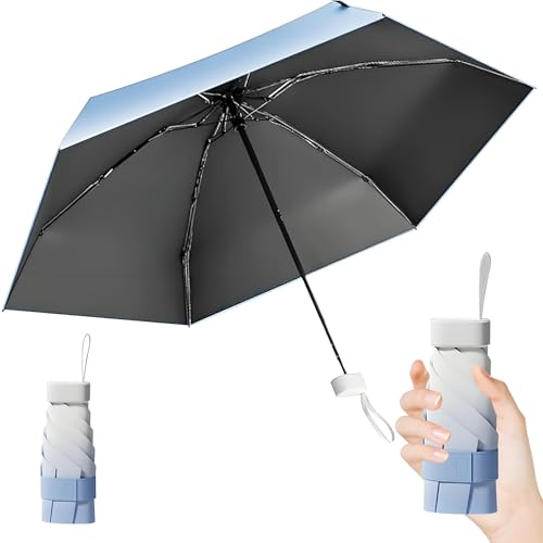 CALLYSONIC Parapluie résistant aux tempêtes, dégradé, protection solaire, parapluie de poche, résistant aux tempêtes, mini parapluie coloré, pliable, pour femme avec mallette de transport, convient