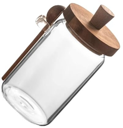 Alipis Tanque De Almacenamiento De Café En Vidrio Tapa De Madera Seguro Para Alimentos Elegante y Práctico