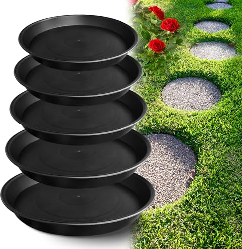 U0U 5 Size Round Stepping Stone Mold,8.7 9.25 10 11.4 12.6 Stepping Stone Molds for Concrete,Black Plastic Concrete Molds for Casting Garden Pathmate Precast and Forms Walkway