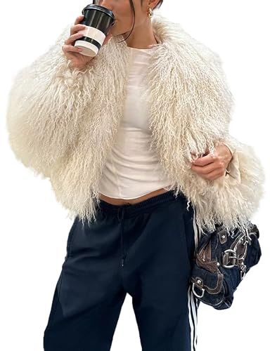 Nitzana 2026 Winter Coats for Women Trendy Faux Fur Coat Fall Fuzzy Jackets Open Front Fluffy Jacket Dressy Casual Outerwear