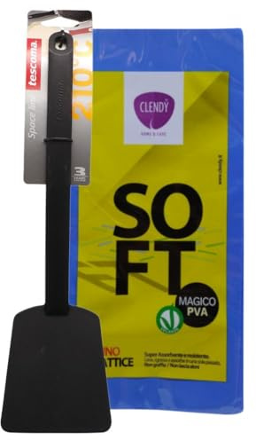Paletta in Nylon, Indicato per Pentolame con Rivestimento Antiaderente, Resistente al calore fino a 210 °C, + Panno in Lattice (1 Unità + Panno)