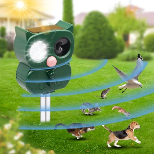 Solaire Repulsif Chat Exterieur - 5 Modes Répulsif Chat Ultrason Répulsif Animaux, Repousse efficacement Les Chats Chiens Souris Ratons Rongeurs Renards Animaux de Jardin