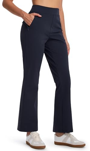 Libin Pantalón Golf Mujer Ligero Informal Viaje | Pantalón Informal Corte Bootcut Talle Alto Elástico Bolsillos Con Cremallera Pantalón Ligero De Verano Jogging