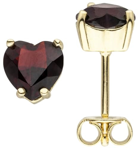 Jobo Damen-Ohrstecker Herz aus 8 Karat 333 Gold mit Granat