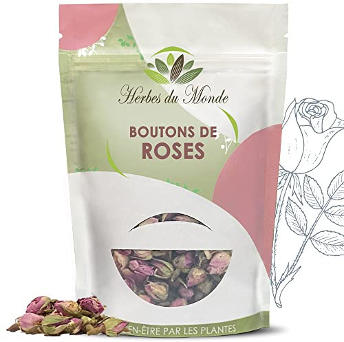 Herbes du Monde - Boutons de Rose Séchés - Infusion Détente Beaux Pétales au Parfum Naturel Enivrant Infusion Détox et Anti-Stress - 1 sachet de 60g