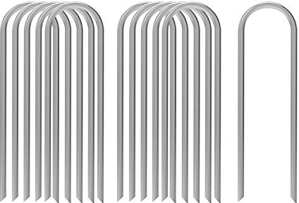 AAGUT Estacas de jardín de 12 Pulgadas, Resistentes, Calibre 11, Grapas para el Suelo, piquetas/Clavijas para anclar Valla de Perro, Manguera de riego por Goteo, Alambre, Tela de Barrera contra